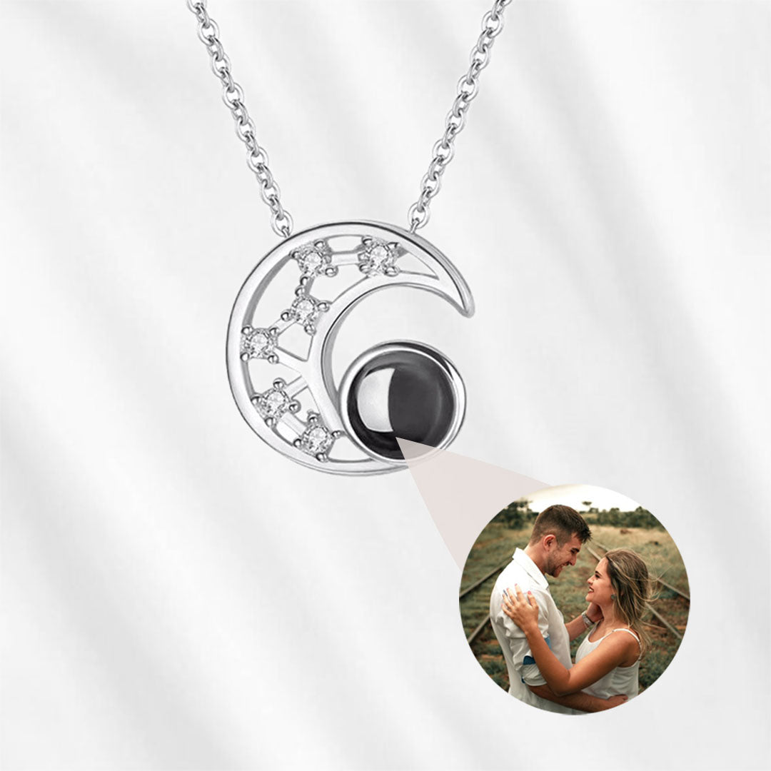 Photo Projection Necklace Moon Custom Picture Necklace Sterling Silver