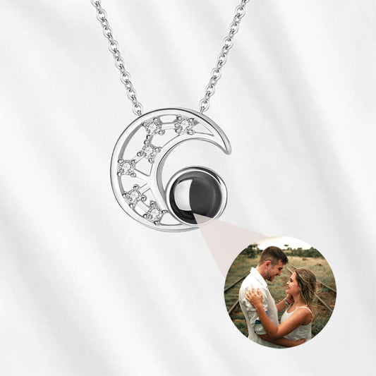 Photo Projection Necklace Moon Custom Picture Necklace Sterling Silver