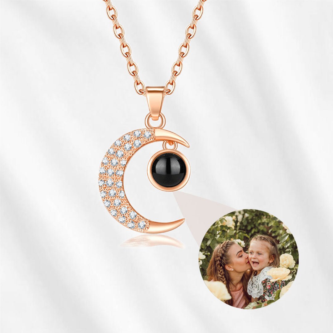 Photo Projection Necklace Crescent Moon Projector Necklace