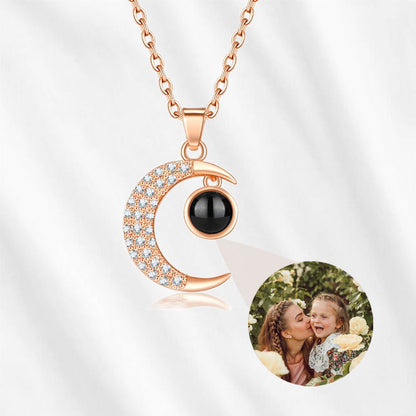 Photo Projection Necklace Crescent Moon Projector Necklace