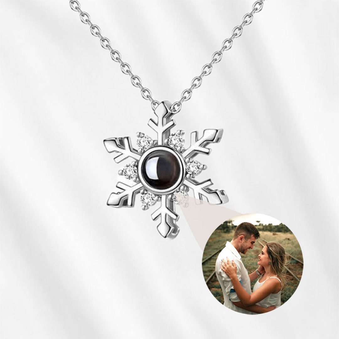 Custom Photo Projection Necklace Snowflake Christmas Gift