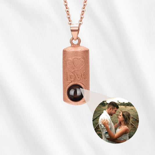 Men's Necklace with Picture Inside Projection Frosted Tag