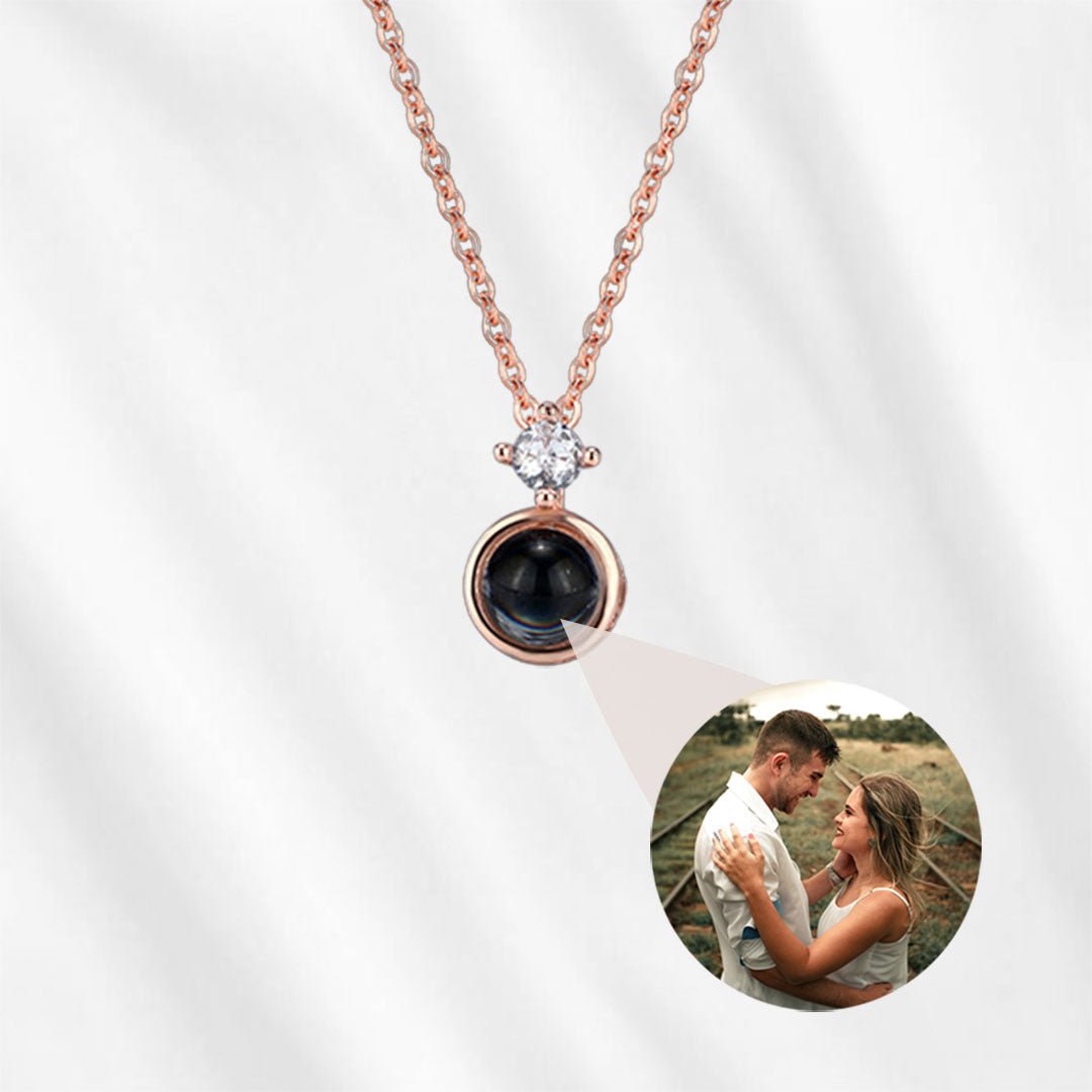 Necklace with Photo Projection Dainty CZ Diamond