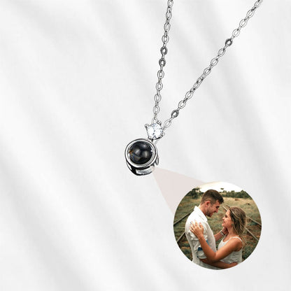 Necklace with Photo Projection Dainty CZ Diamond