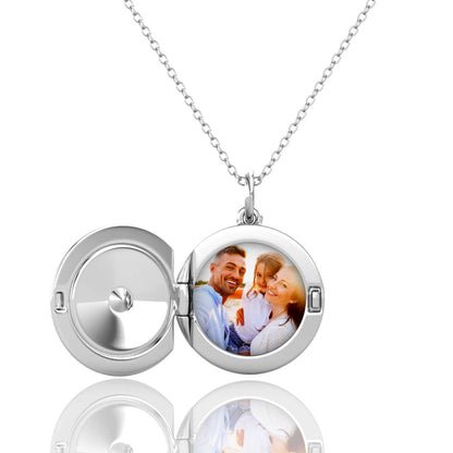 Photo Locket Necklace with Picture Inside - Silver