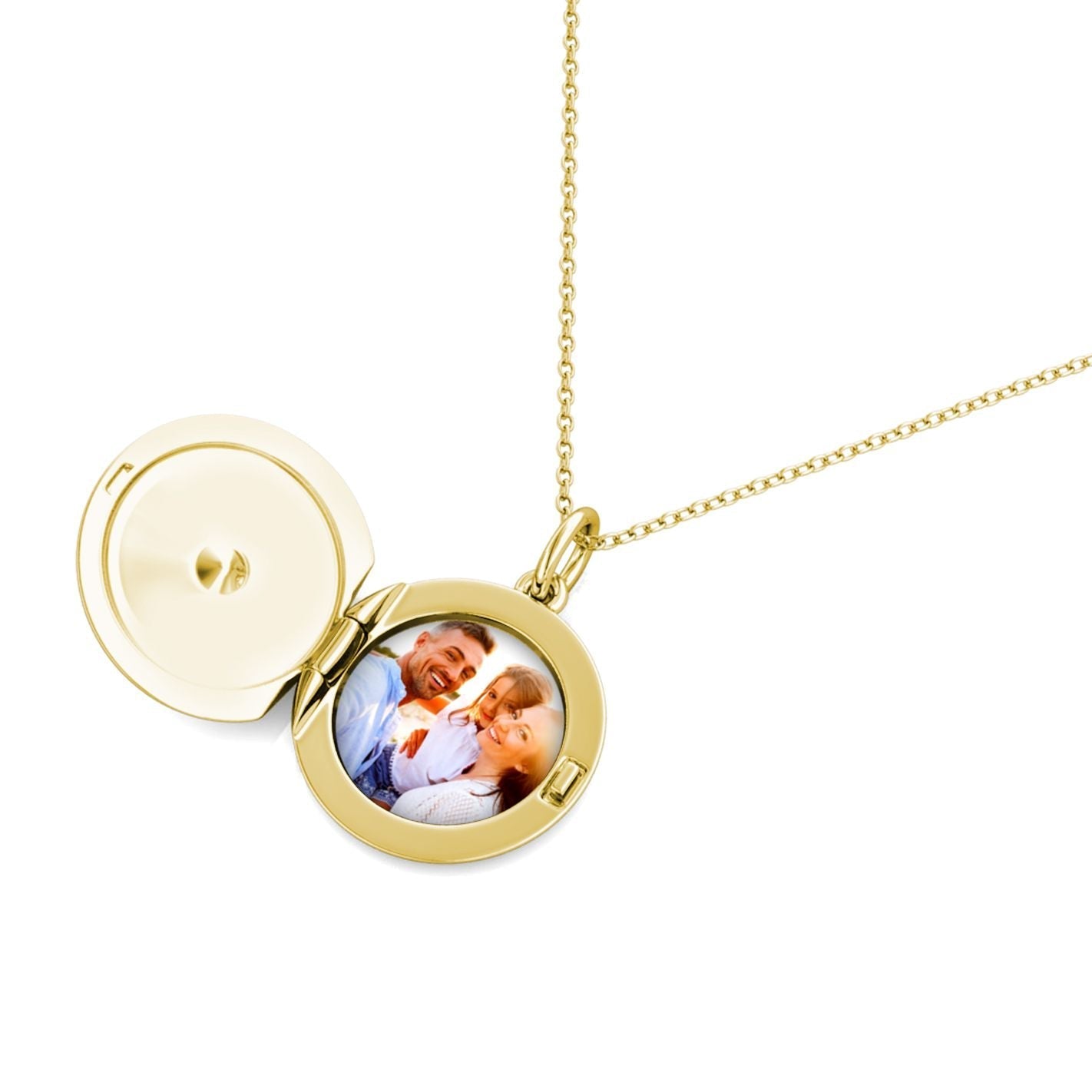 Photo Locket Necklace with Picture Inside - Gold