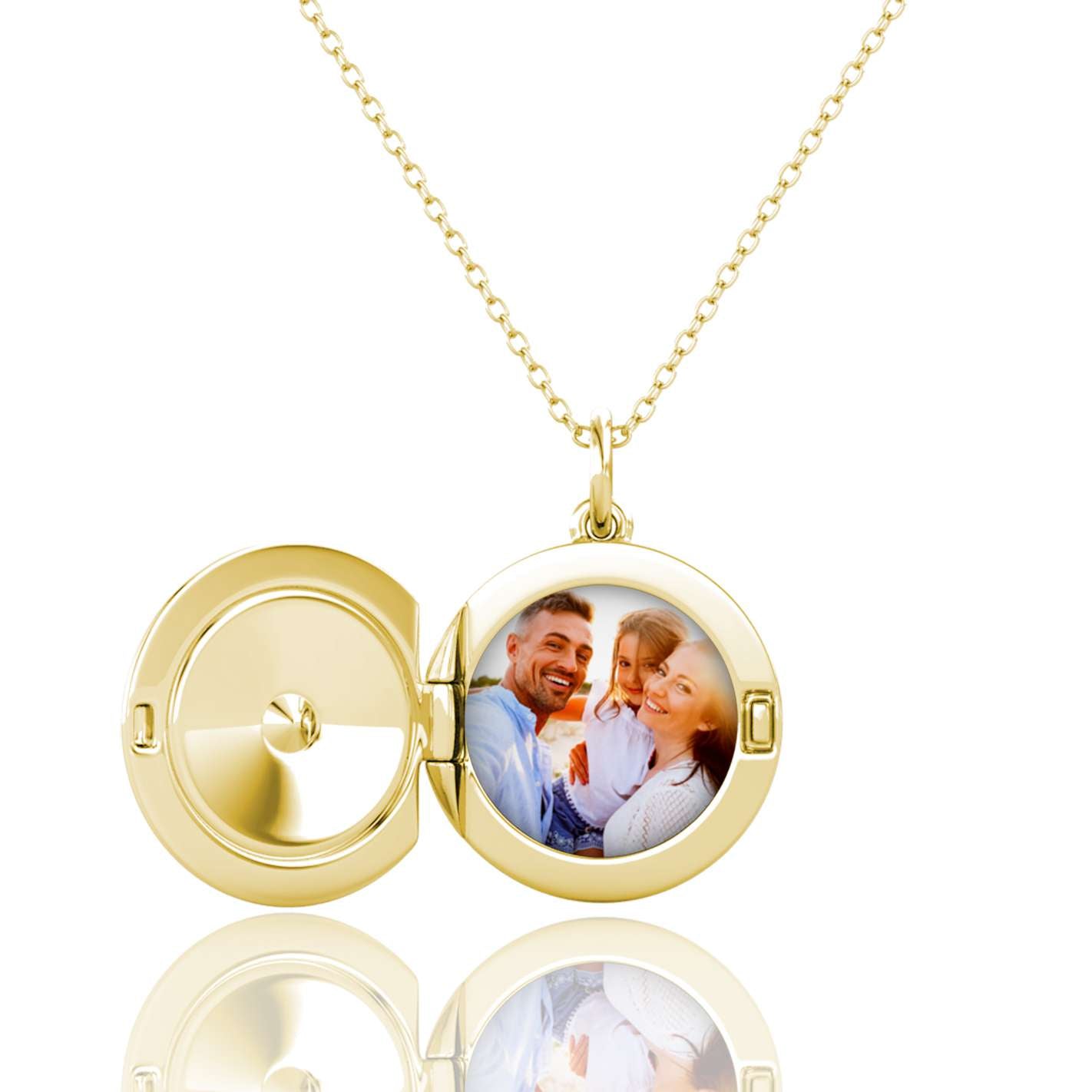 Photo Locket Necklace with Picture Inside - Gold