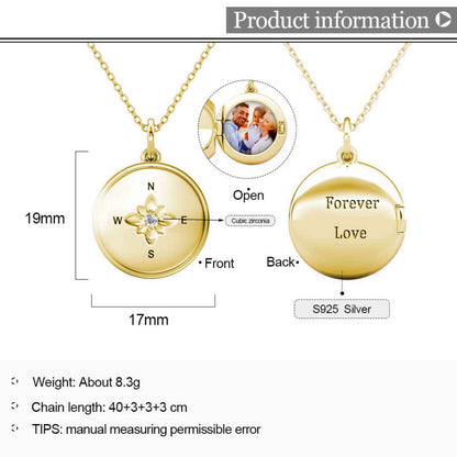 Photo Locket Necklace with Picture Inside - Gold