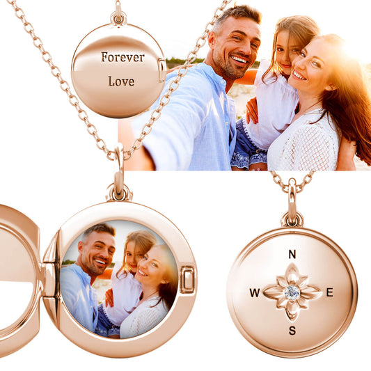 Photo Locket Necklace with Picture Inside - Rose Gold