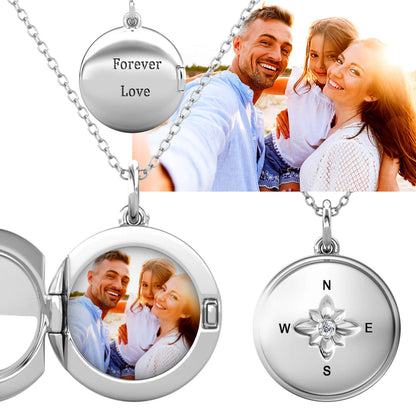 Photo Locket Necklace with Picture Inside - Silver