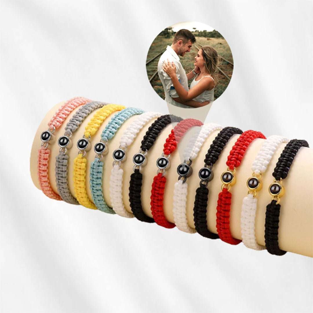 Personalized Circle Photo Bracelet with Picture Inside Braided Rope