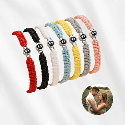 Personalized Circle Photo Bracelet with Picture Inside Braided Rope