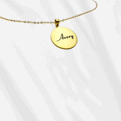 Personalized Name Necklace Round Disc Sterling Silver