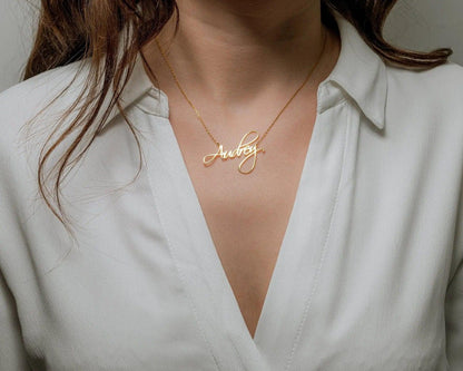 Signature Script Nameplate Necklace