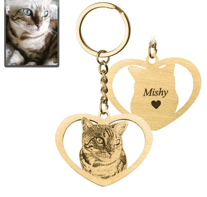 Silhouette Halo-Heart Life-Like Cat Keychain