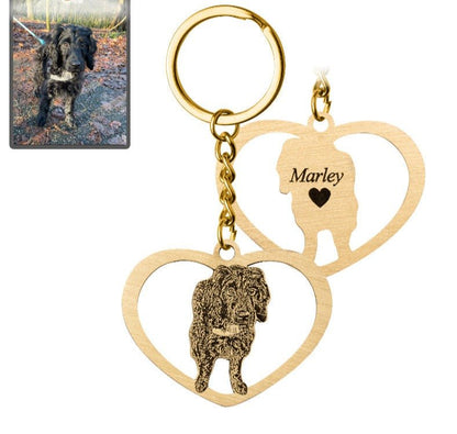 Silhouette Halo-Heart Life-Like Dog Keychain