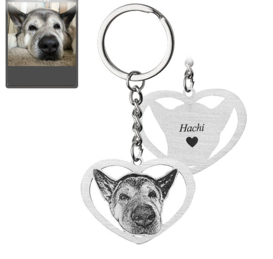 Silhouette Halo-Heart Life-Like Dog Keychain