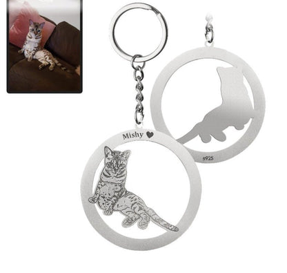 Silhouette Halo Life-Like Cat Keychain