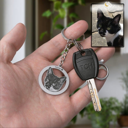 Silhouette Halo Life-Like Cat Keychain