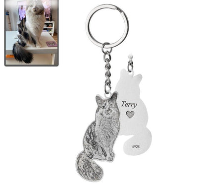 Silhouette Life-Like Cat Keychain