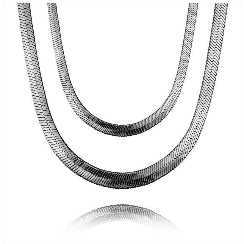 Silver Herringbone Chain Necklace