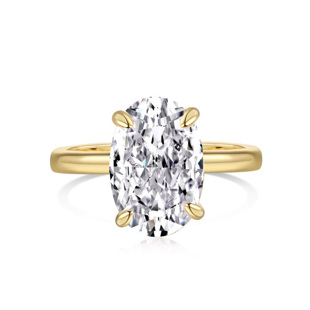 Small Oval-Cut Solitaire Plain Band Ring