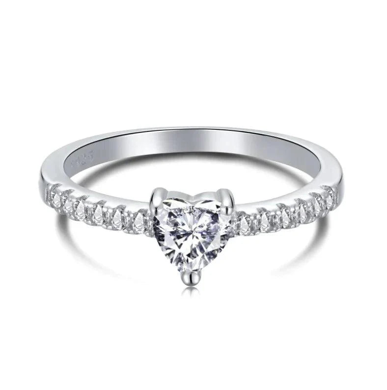 Solitaire Heart CZ Ring