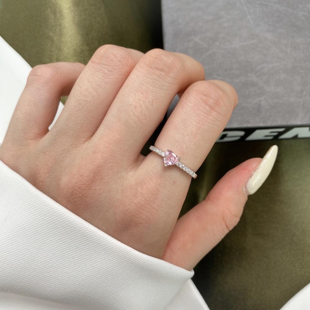 Solitaire Heart CZ Ring