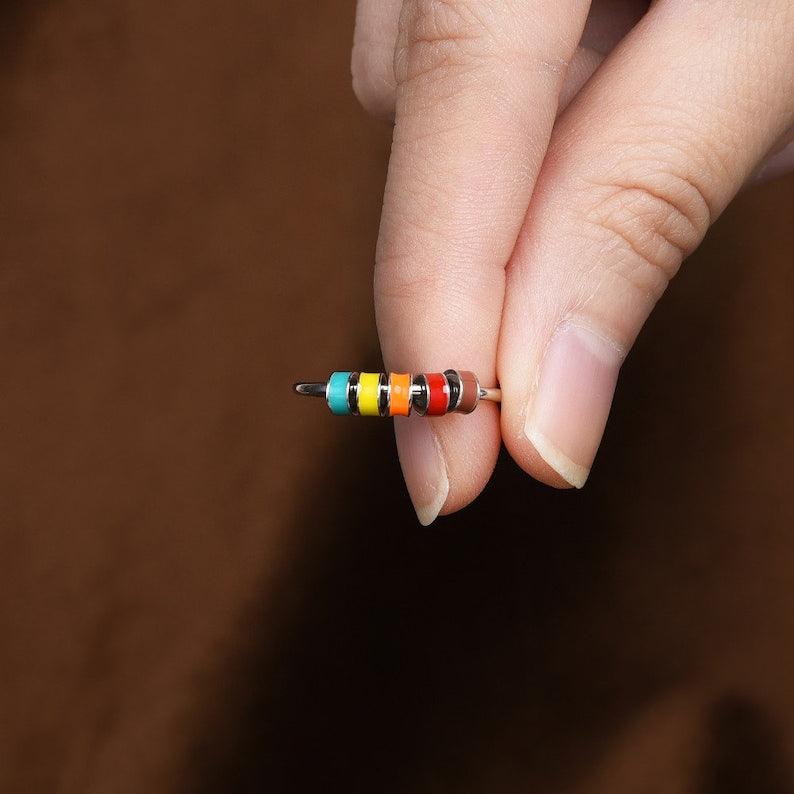 SPINNING ENAMEL FIDGET ANXIETY RING