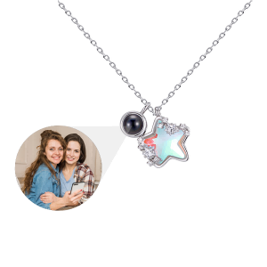 Blue Star Necklace with Hidden Photo