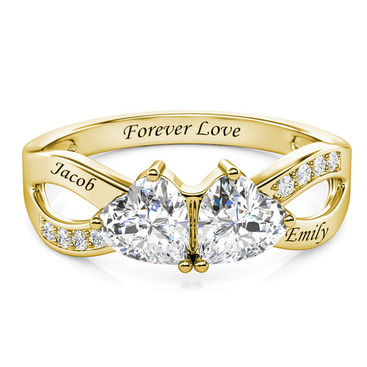 Custom Two Birthstones Ring - Gold