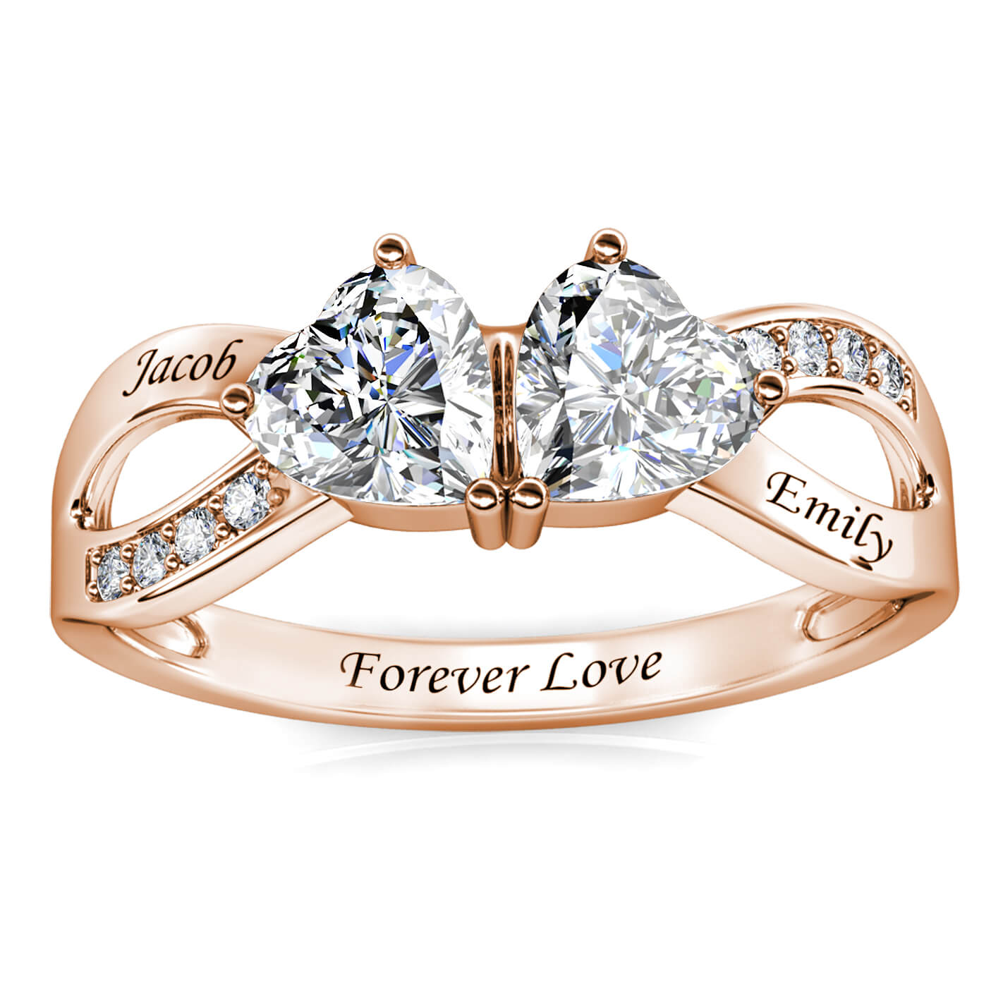 Custom Two Birthstones Ring - Rose Gold