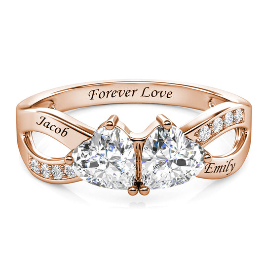 Custom Two Birthstones Ring - Rose Gold