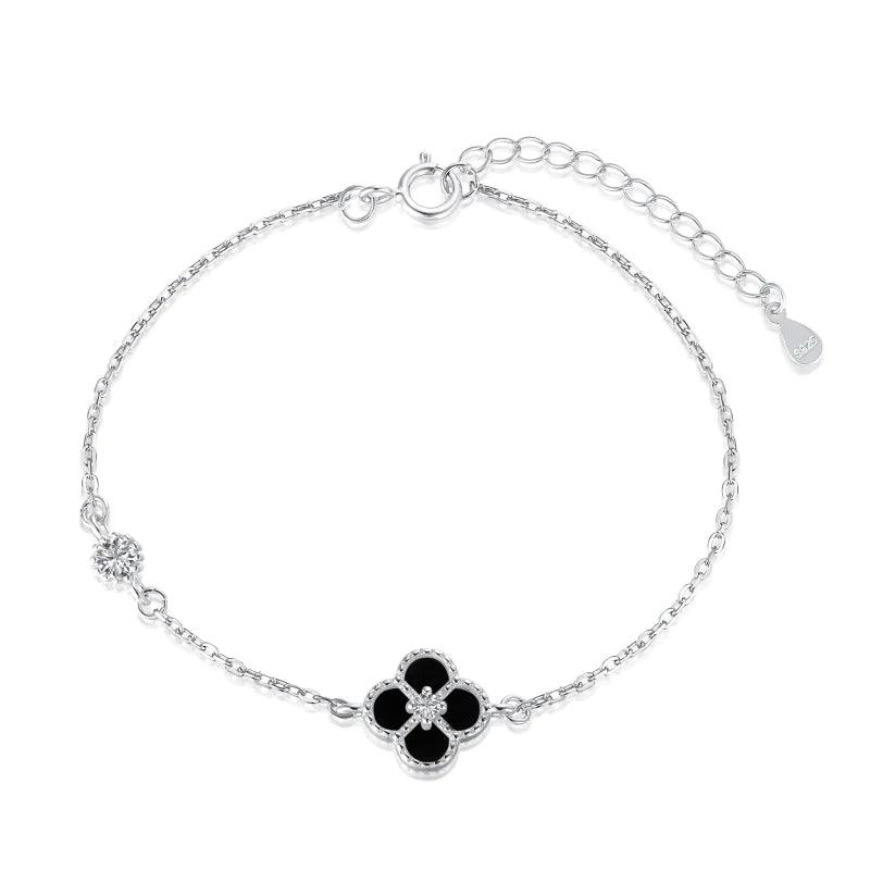 STERLING SILVER BLACK CLOVER BRACELET