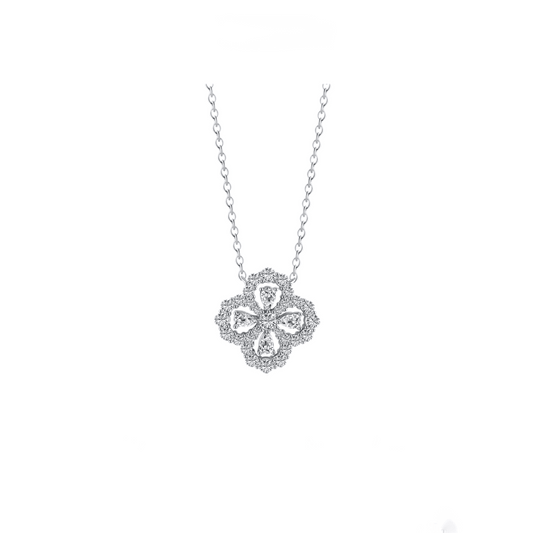 Sterling Silver Iced Clover Necklace