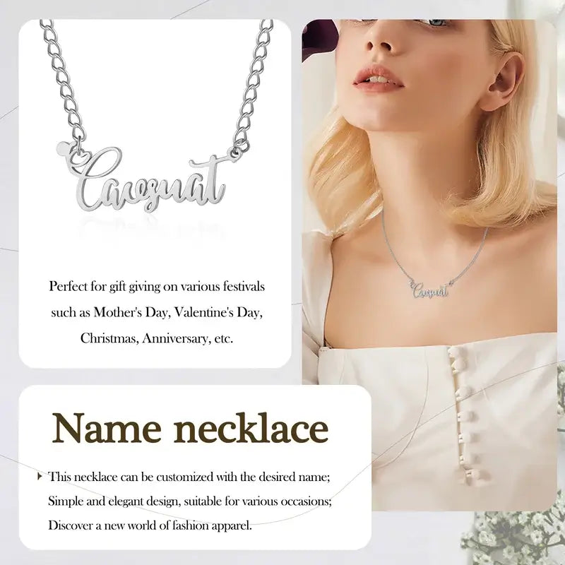 Sterling Silver Name Necklace, Name Jewellery for Her, Custom Name Necklace Gold/Silver/Rose Gold