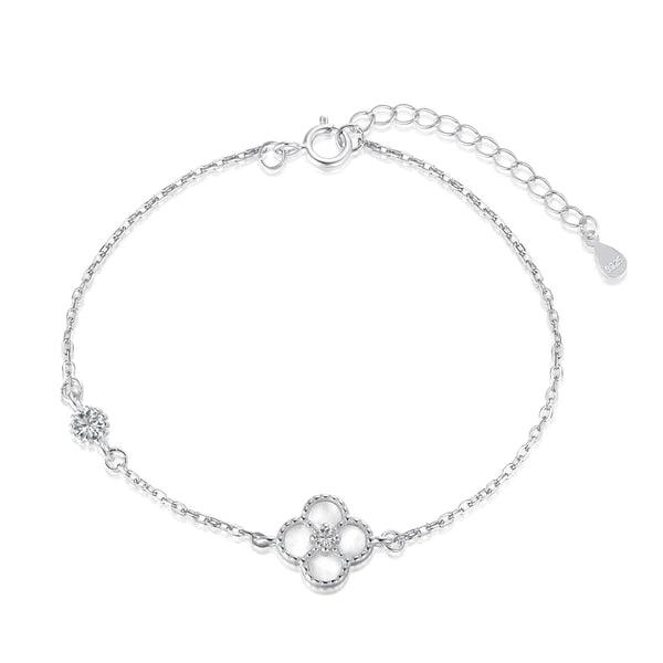 STERLING SILVER WHITE CLOVER BRACELET