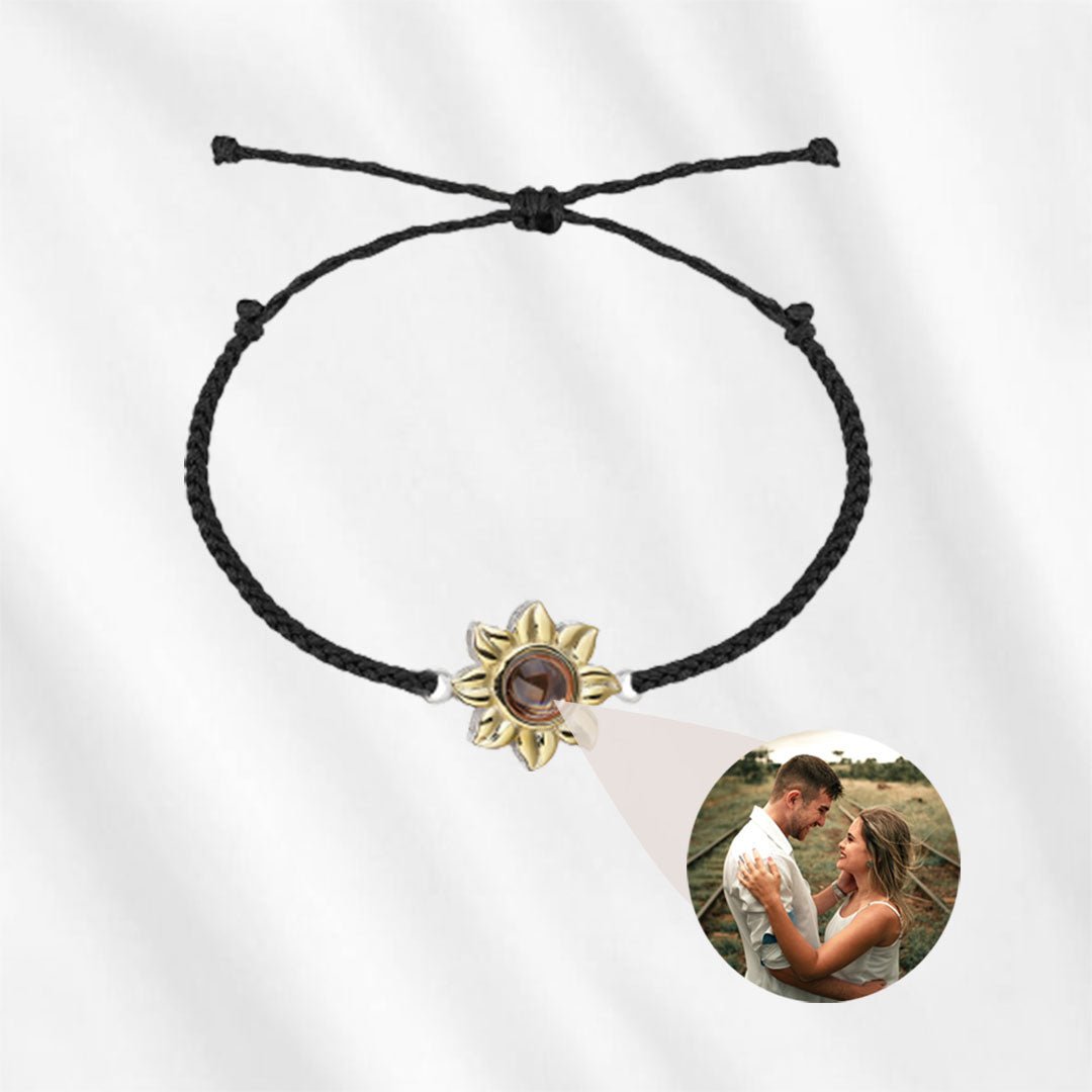 Photo Projection Bracelet Sunflower Braided Rope - Customodish