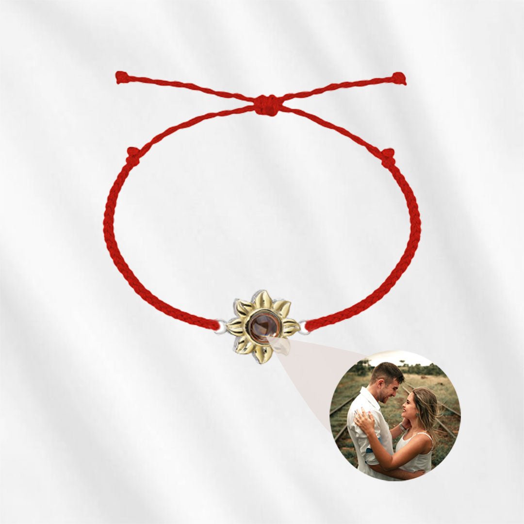 Photo Projection Bracelet Sunflower Braided Rope - Customodish