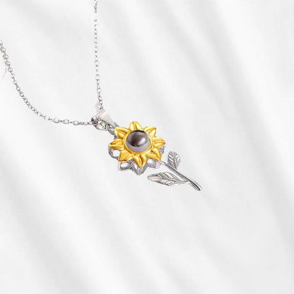 Sunflower Necklace with Picture Inside Sterling Silver