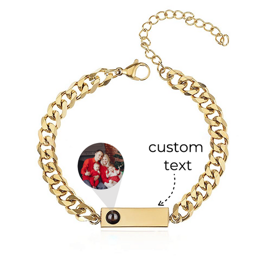 Custom Engraved Stainless Steel Cuban Chain Photo Bracelet