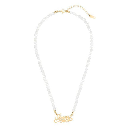 The Pearl Heart Script Name  Necklace