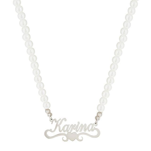 The Pearl Heart Script Name  Necklace