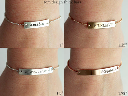 Engraved Bar Bracelet: Thick Bar