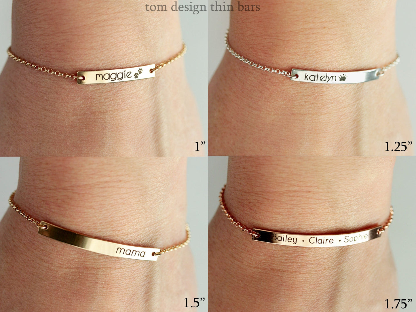 Engraved Bar Bracelet: Thin Bar