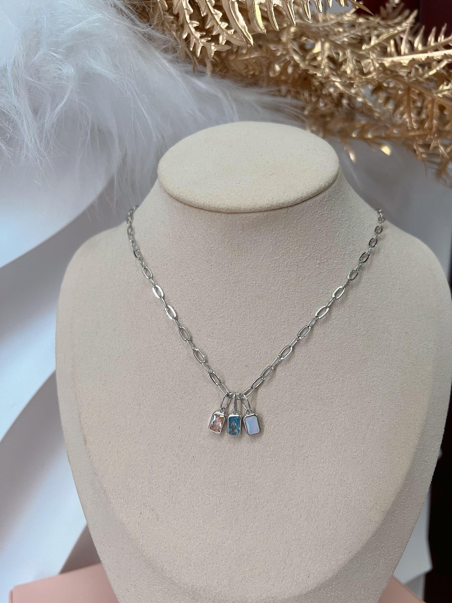 Three Birthstone Necklace