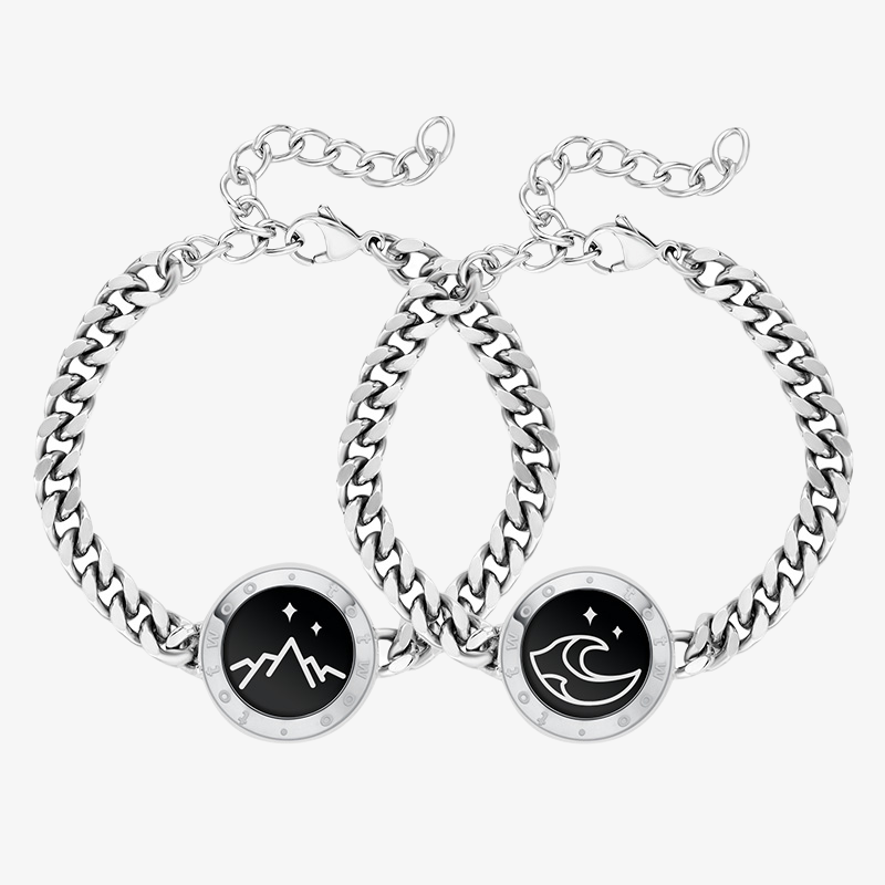 Mountain&Sea Touch Bracelets with Cuban Chain (Silver+Silver)