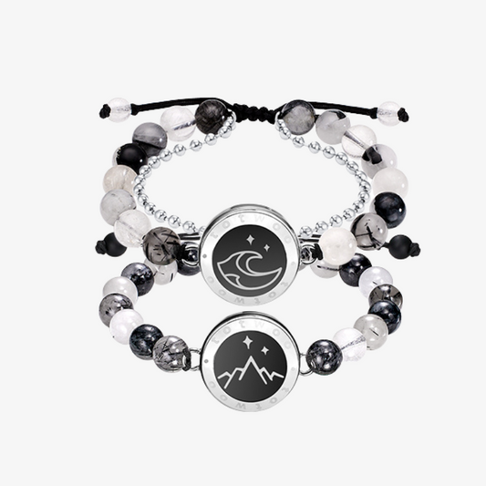 Mountain&Sea Touch Bracelets with Beaded Black Rutilated Quartz