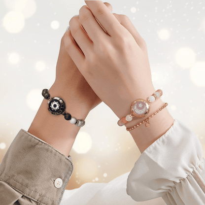 [GIFTED PACKAGE] Sun & Moon Touch Bracelets with Phantasmal Beads (Black+Rose Gold)