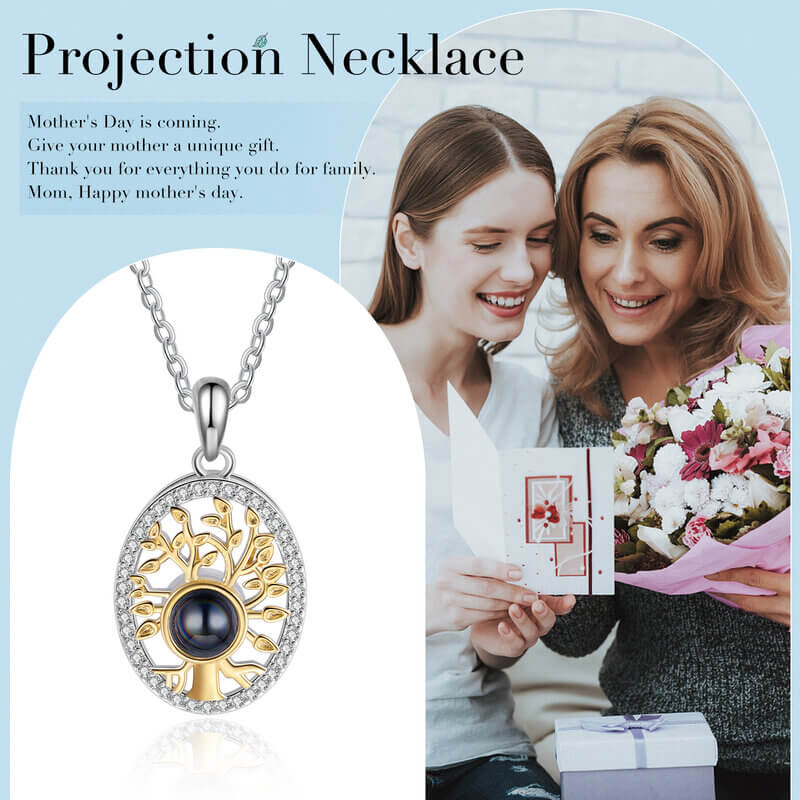 Necklace with Picture Inside | Photo Projection Necklace | Tree of Life Necklace